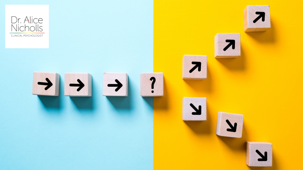 Picture of arrows going off in different directions from a question mark